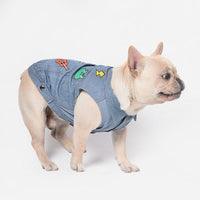 HKM-8490301 Casual Embroidered Denim Vest for Pets, Fit for Small to Medium Dogs
