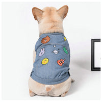 HKM-8490301 Casual Embroidered Denim Vest for Pets, Fit for Small to Medium Dogs