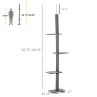 HKM-8491197 Floor-to-Ceiling Cat Tree Tower with 4 Platforms and Sisal-Covered Scratching Posts, Grey