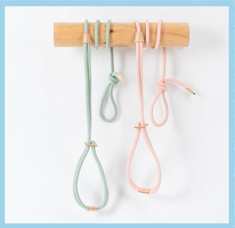 HKM-8491709 Integrated Round Rope Dog Leash in Green and Pink - Durable Cloth Traction Belt