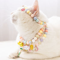 HKM-849171 Fairy Girl Cat Pearl Necklace Pendant Pet Collar