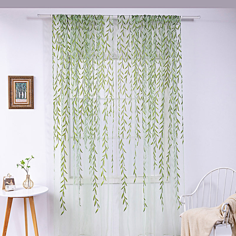 HKM-849171 Inverted Willow Wicker Printing Curtains for Living Room and Balcony Windows - Polyester Fiber, Various Sizes Available