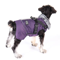 HKM-8492349 Waterproof Reflective Pet Jacket with Removable Fur Collar and Detachable Chest Strap