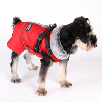 HKM-8492349 Waterproof Reflective Pet Jacket with Removable Fur Collar and Detachable Chest Strap
