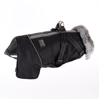 HKM-8492349 Waterproof Reflective Pet Jacket with Removable Fur Collar and Detachable Chest Strap