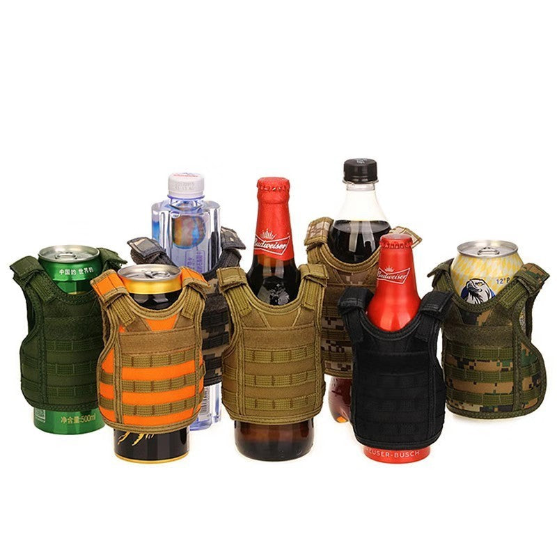 HKM-849235 Mini Vest Beverage Cooler for Canned Drinks and Bottled Beverages, Adjustable Tactical Design, Perfect for Parties