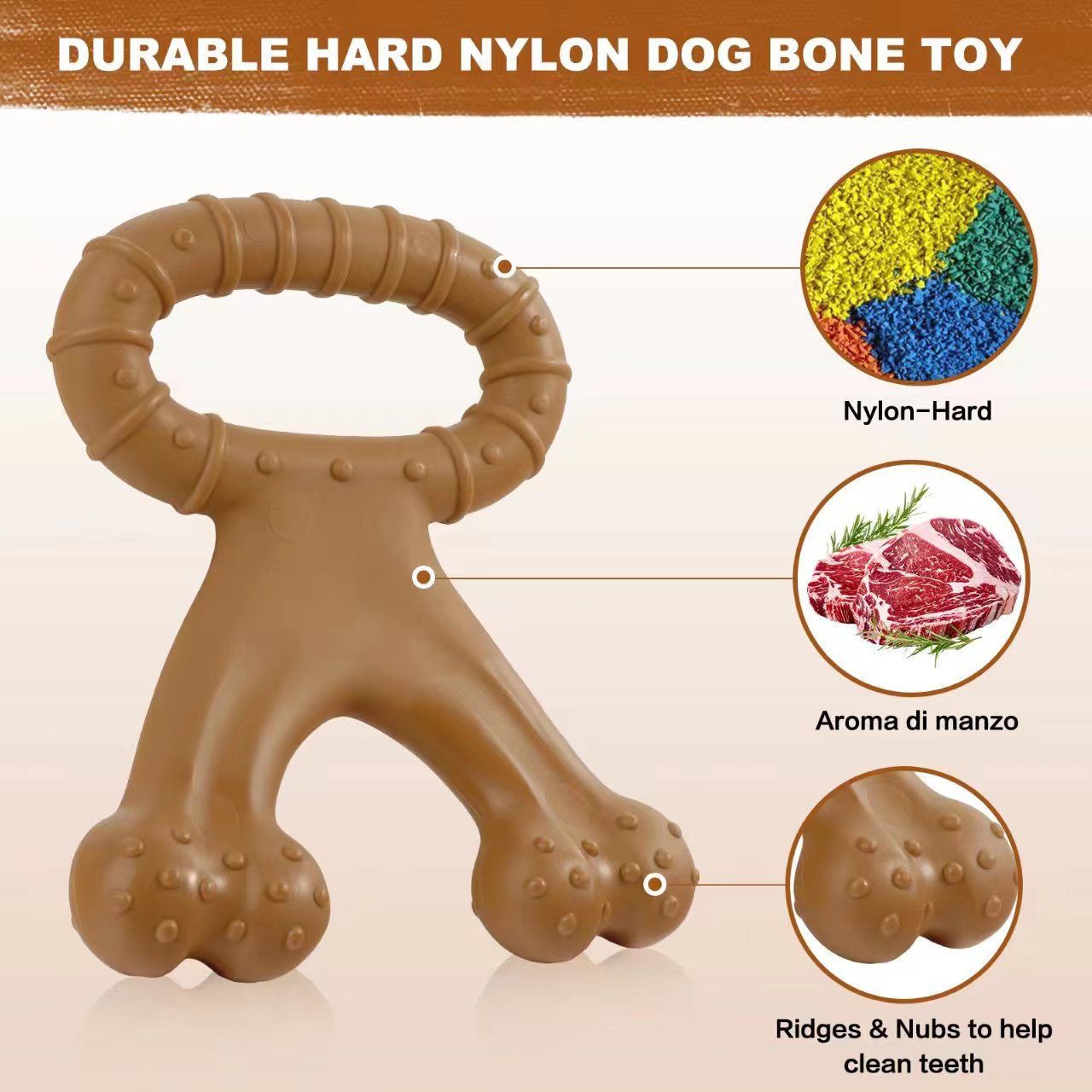 HKM-8492733 Beef Flavor Dog Molar Pulling Toy - Durable Nylon Chew Accessory