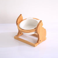 HKM-8493885 Ceramic Cat Food Bowl with Stand - Available in Single or Double Options