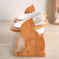 HKM-8493885 Ceramic Cat Food Bowl with Stand - Available in Single or Double Options