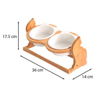 HKM-8493885 Ceramic Cat Food Bowl with Stand - Available in Single or Double Options