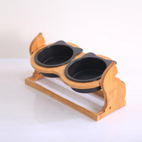 HKM-8493885 Ceramic Cat Food Bowl with Stand - Available in Single or Double Options
