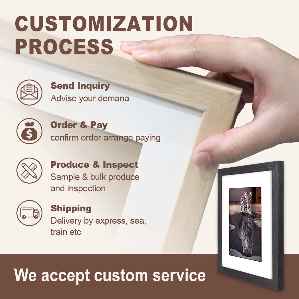 HKM-849491 Custom A3 to A24 Wood and Acrylic Photo Frames in Various Colours