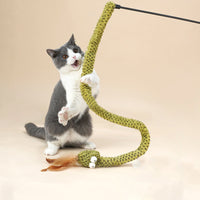 HKM-8495165 Feather Cat Teasing Stick with Long Pole for Cats - 140cm Length, 300g Weight