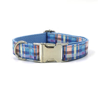 HKM-8495677 Plaid Bow Dog Collar - Adjustable Cloth Pet Accessory in Multiple Sizes