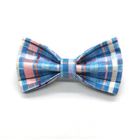 HKM-8495677 Plaid Bow Dog Collar - Adjustable Cloth Pet Accessory in Multiple Sizes