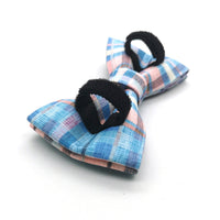 HKM-8495677 Plaid Bow Dog Collar - Adjustable Cloth Pet Accessory in Multiple Sizes