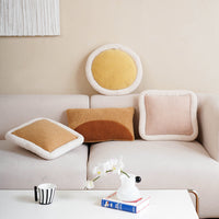 HKM-849619 Core Loop Velvet Living Room Pillow Set in Yellow and Khaki with PP Cotton Filling