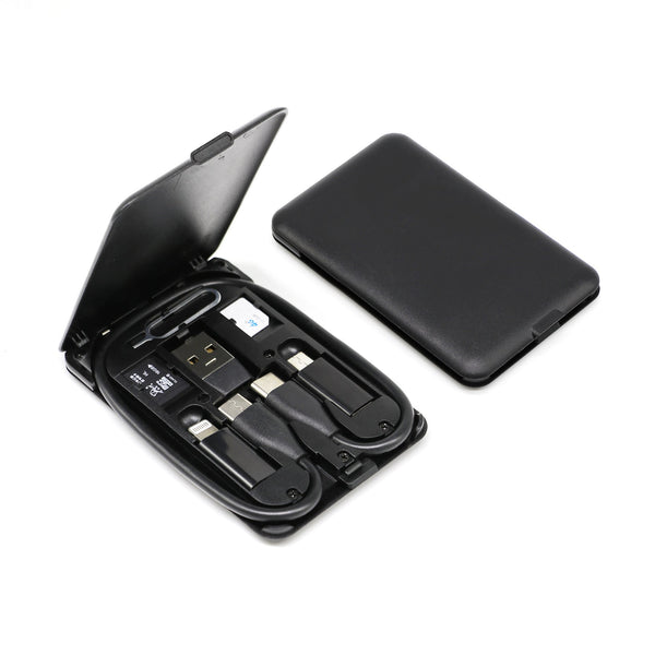 HKM-849683 Multi-Function Business Card Case with USB, 8PIN, Micro USB, and TYPE-C Data Cable - 0.2M Length