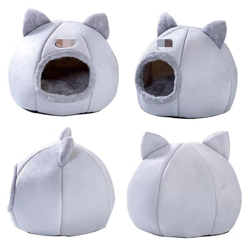 HKM-8497725 Removable and Washable Cat Sleeping Mat with Arctic Velvet and PP Cotton in Grey