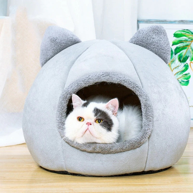 HKM-8497725 Removable and Washable Cat Sleeping Mat with Arctic Velvet and PP Cotton in Grey