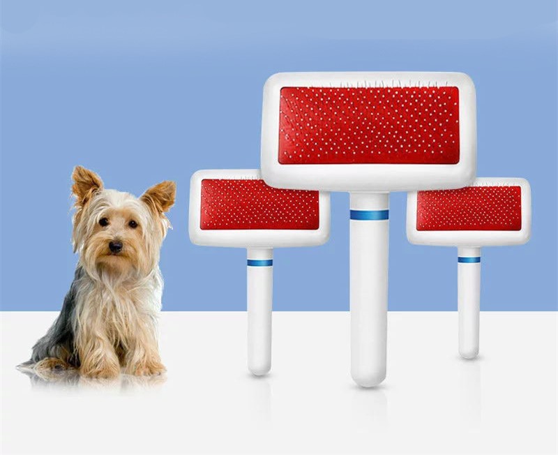 HKM-8499261 Stainless Steel Dog Comb with Soft Airbag and Cleaning Needles for Gentle Grooming