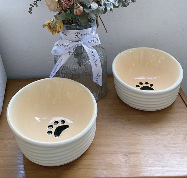 HKM-8499645 Water Ripple Ceramic Pet Bowl for Cats - Anti-Tumble Design, 16.5 ¡Á 10cm