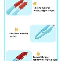 HKM-8500925 Soft Silicone Pet Tear Stain Remover Brush for Cats and Dogs Easy Grip Grooming Tool