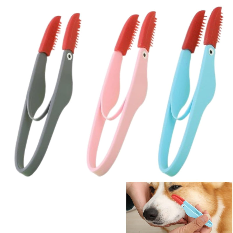 HKM-8500925 Soft Silicone Pet Tear Stain Remover Brush for Cats and Dogs Easy Grip Grooming Tool