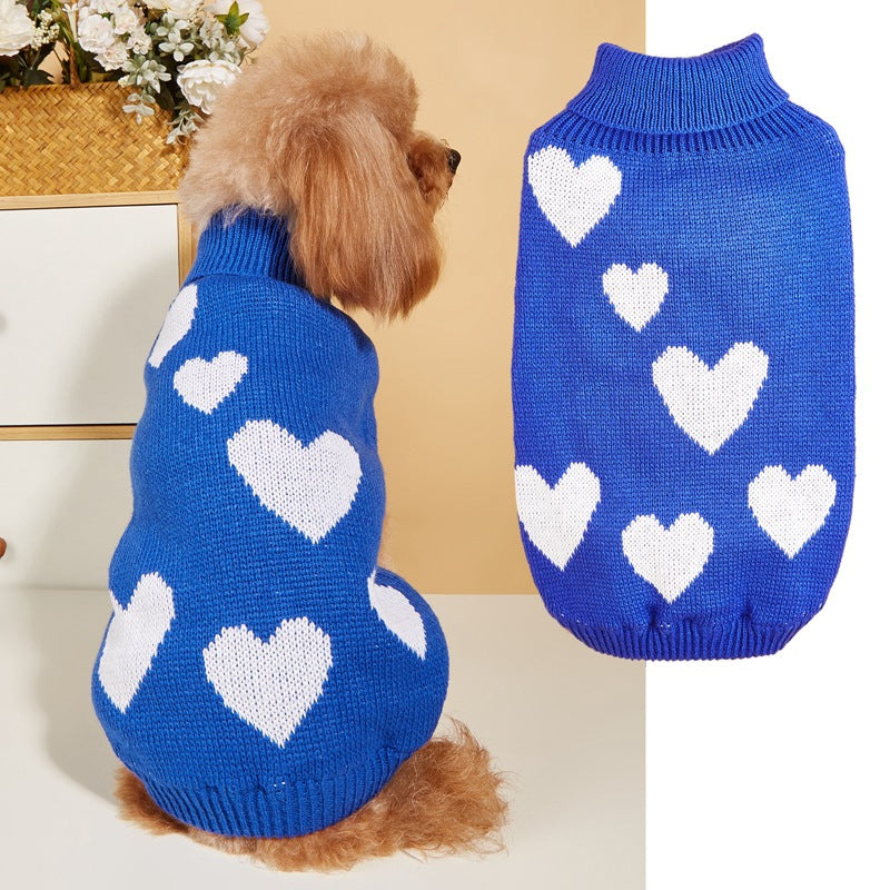 HKM-8501437 Valentine's Day & New Year Dog Knitted Sweater - Pink, Red, Blue, Sizes S-XXL