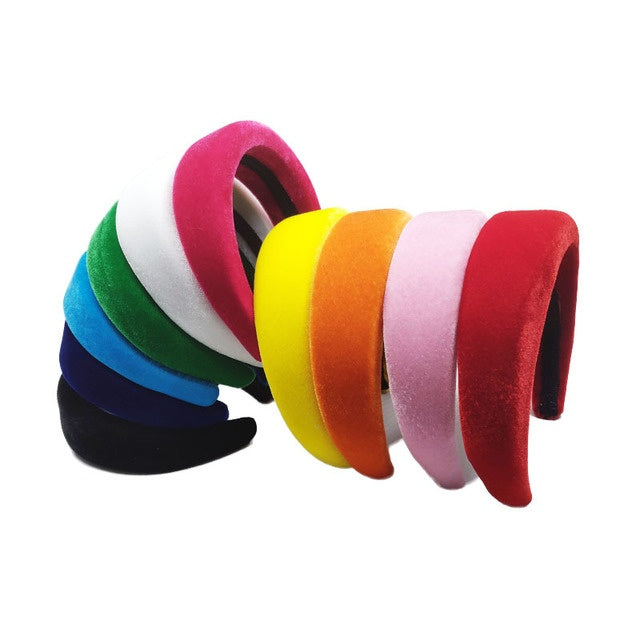 HKM-850195 Flannelette Sponge Cloth Hair Band in 10 Colors - 4cm Width, 11.5cm Inner Diameter