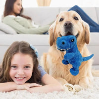 HKM-8502077 Dinosaur Squeaky Plush Dog Toy with Grunt Sounds for Interactive Chewing and Play for Small to Large Dogs