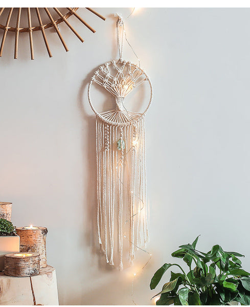 HKM-850323 Handmade Cotton Rope Dream Catcher Tree Tapestry - European Style, 73x18cm