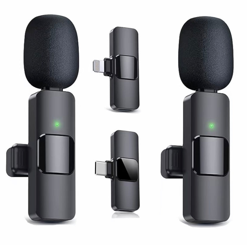 HKM-850323 Rechargeable Wireless Lavalier Microphone for iPhone 15 & 16, Easy Setup, Noise Reduction, Clip-On, Long Range Audio Recording