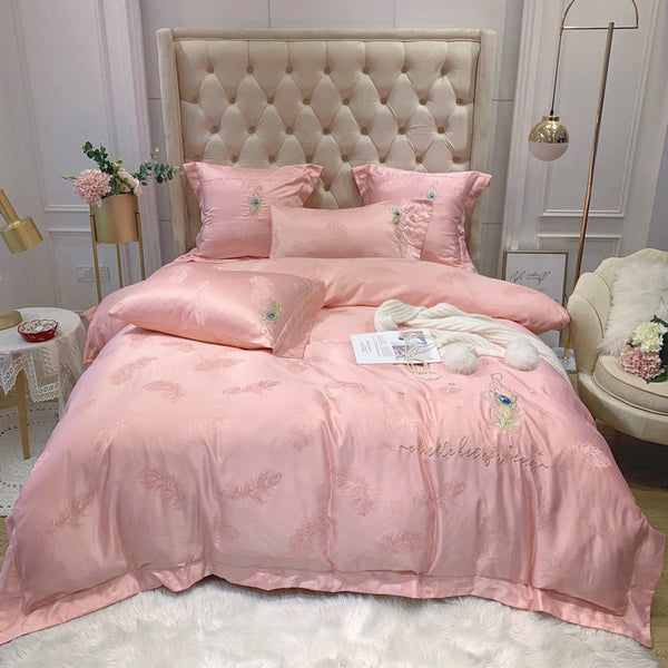 HKM-850387 Pure Cotton Quilted Bedding Set - 4-Piece Bed Sheet Ensemble in Multiple Colors