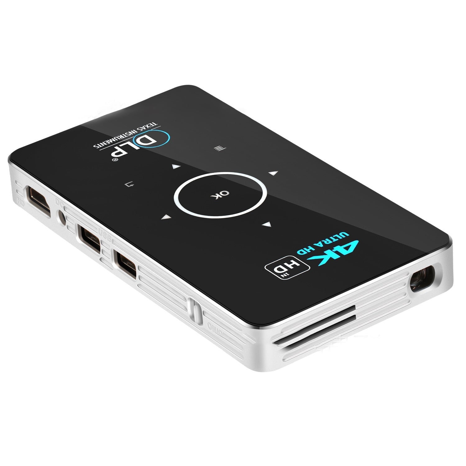 HKM-850451 Wireless DLP Home Projector with 1000 Lumens Brightness and 2000:1 Contrast Ratio, Supports HD, Android System, and Built-in Battery