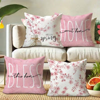 HKM-850515 Cherry Blossom Design Short Velvet Cushion Cover, 45x45cm, Stylish Home Decor