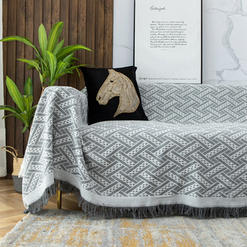 HKM-850835 Universal Sofa Cover Towel in Cotton and Linen - Double-Sided, Available in Various Colors and Sizes