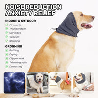 HKM-8509757 Dog Calming Hoodie with Adjustable Ear Wraps for Noise Protection and Grooming Relief