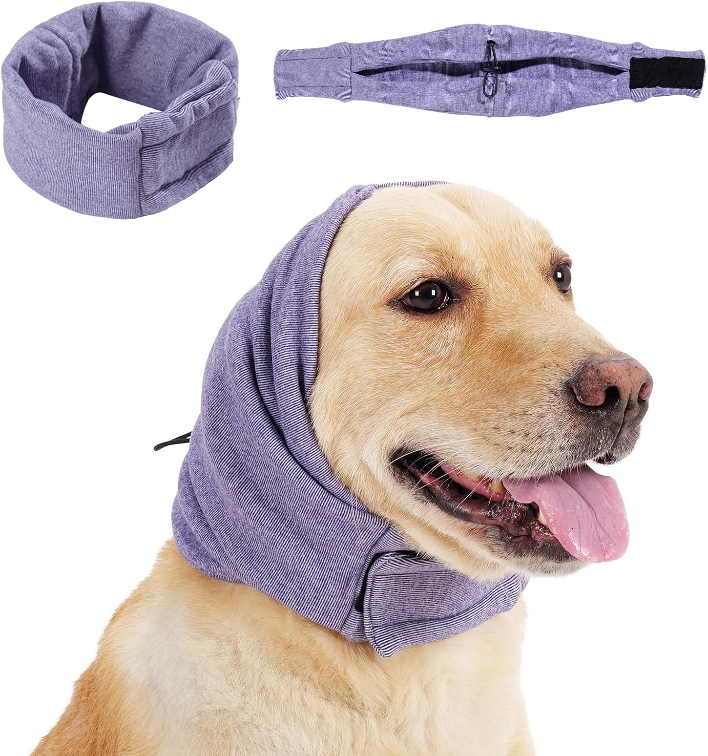 HKM-8509757 Dog Calming Hoodie with Adjustable Ear Wraps for Noise Protection and Grooming Relief