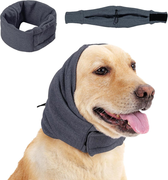 HKM-8509757 Dog Calming Hoodie with Adjustable Ear Wraps for Noise Protection and Grooming Relief
