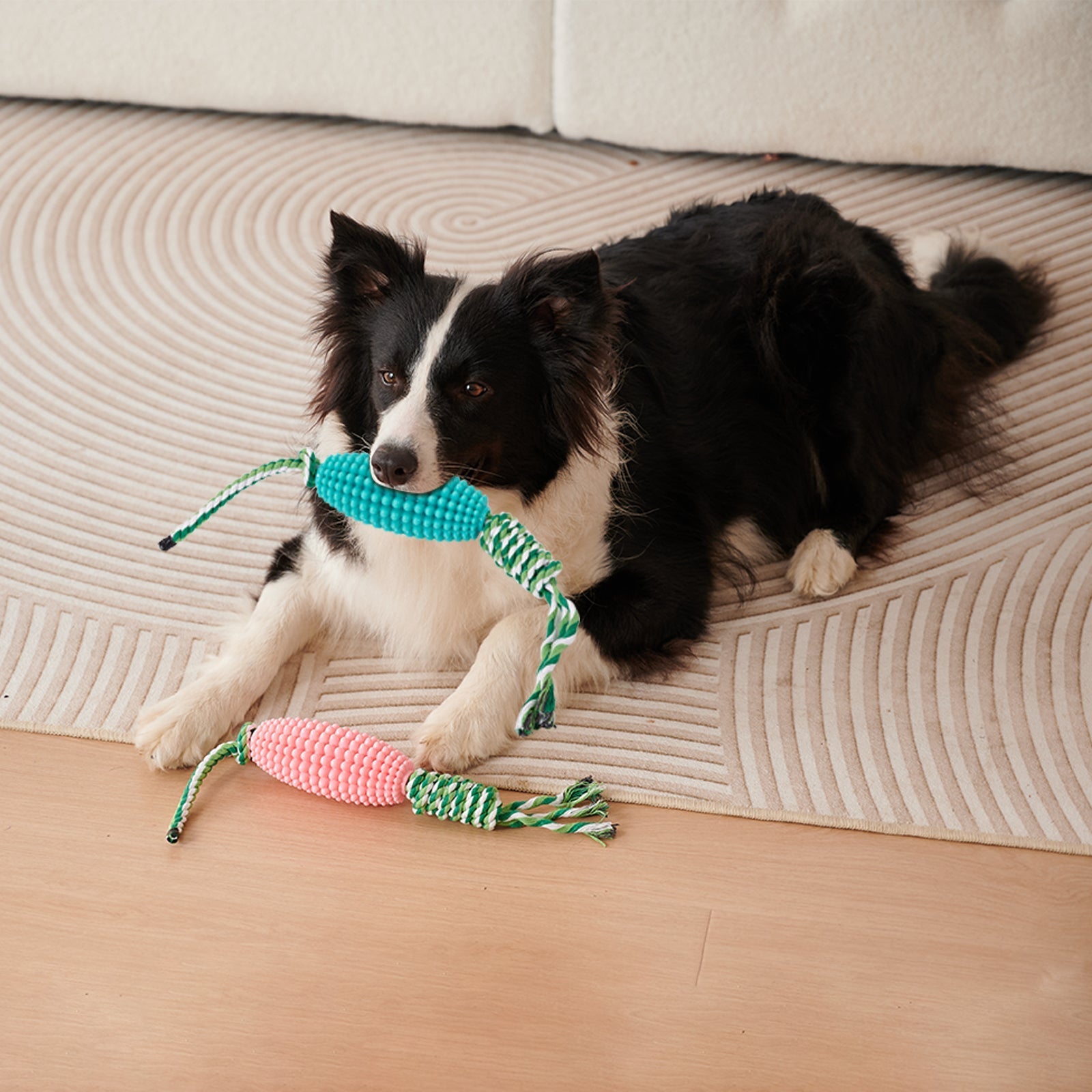 HKM-8510653 Interactive Zigzag Puppy Toothbrush Chew Toy for Dogs - Dental Cleaning & Anxiety Relief