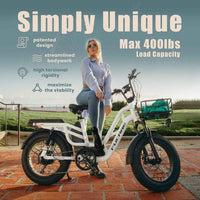 HKM-851091 Step Through Aluminum Alloy Electric Bike, 48V 20Ah, 7-Speed, 20-Inch Wheel, Hydraulic Brake, 180kg Load Capacity