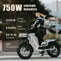 HKM-851091 Step Through Aluminum Alloy Electric Bike, 48V 20Ah, 7-Speed, 20-Inch Wheel, Hydraulic Brake, 180kg Load Capacity