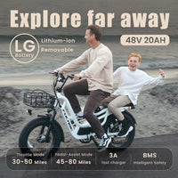 HKM-851091 Step Through Aluminum Alloy Electric Bike, 48V 20Ah, 7-Speed, 20-Inch Wheel, Hydraulic Brake, 180kg Load Capacity