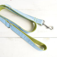 HKM-8511165 Sky Blue Velvet Dog Collar - Adjustable Polyester Pet Chain for Sizes XS to XK