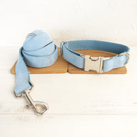 HKM-8511165 Sky Blue Velvet Dog Collar - Adjustable Polyester Pet Chain for Sizes XS to XK