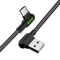 HKM-851155 Double Elbow Braided Charging Cable - Black, TPE & Aluminum Alloy, 2.0A Max