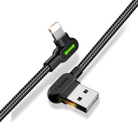 HKM-851155 Double Elbow Braided Charging Cable - Black, TPE & Aluminum Alloy, 2.0A Max
