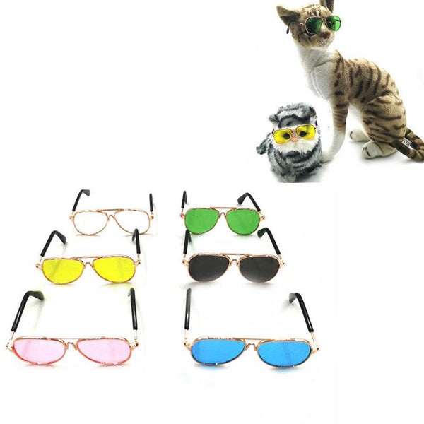 HKM-851155 Mini Hip Hop Pet Sunglasses - Stylish Metal Frame with Resin Lenses, 8CM Size, Multiple Colors Available