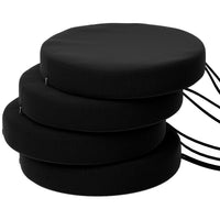 HKM-851155 Round Black Patio Chair Cushions Set of 4, 15 x 15 x 3, Machine Washable with Ties